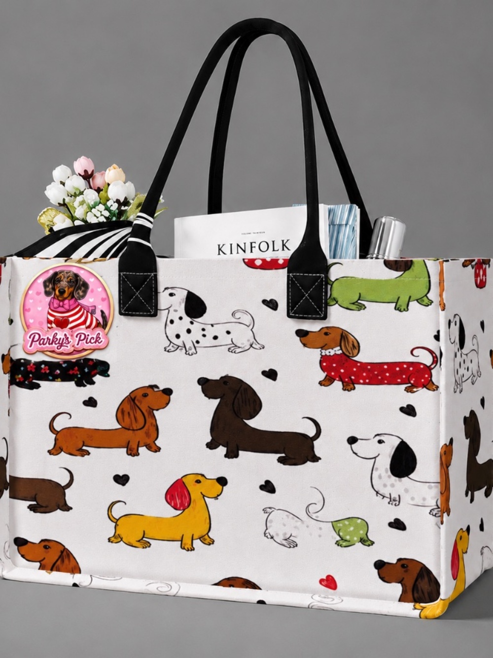 🐾 Parky’s Pick Dachshund Doxie Tote Bag Dog Mom Travel Beach Shopping NWT
